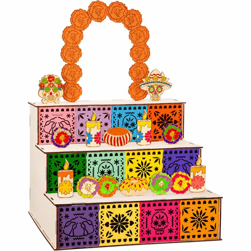 Altar de Muertos 3 Niveles - Ofrenda Tradicional en Madera
